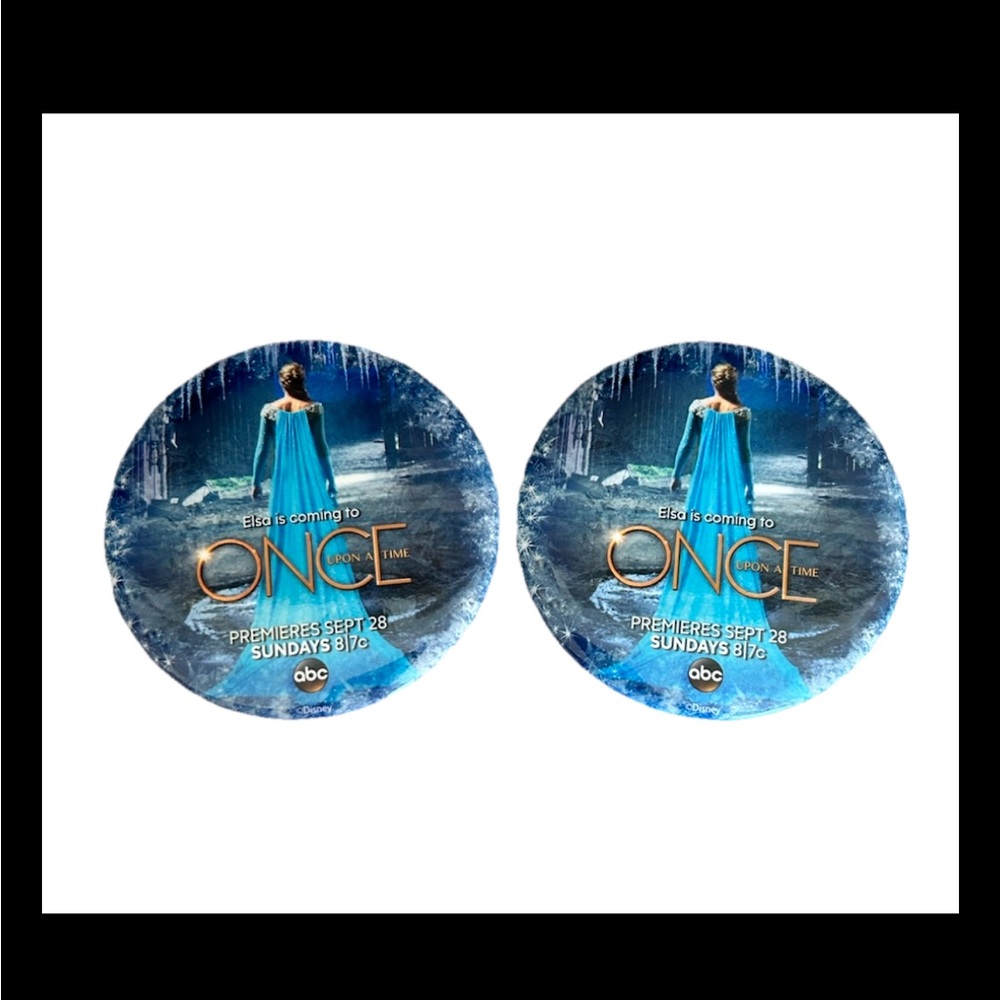 Disney Once Elsa Buttons pinback Lot Of 2 ABC TV series Frozen Elsa Walt Disney